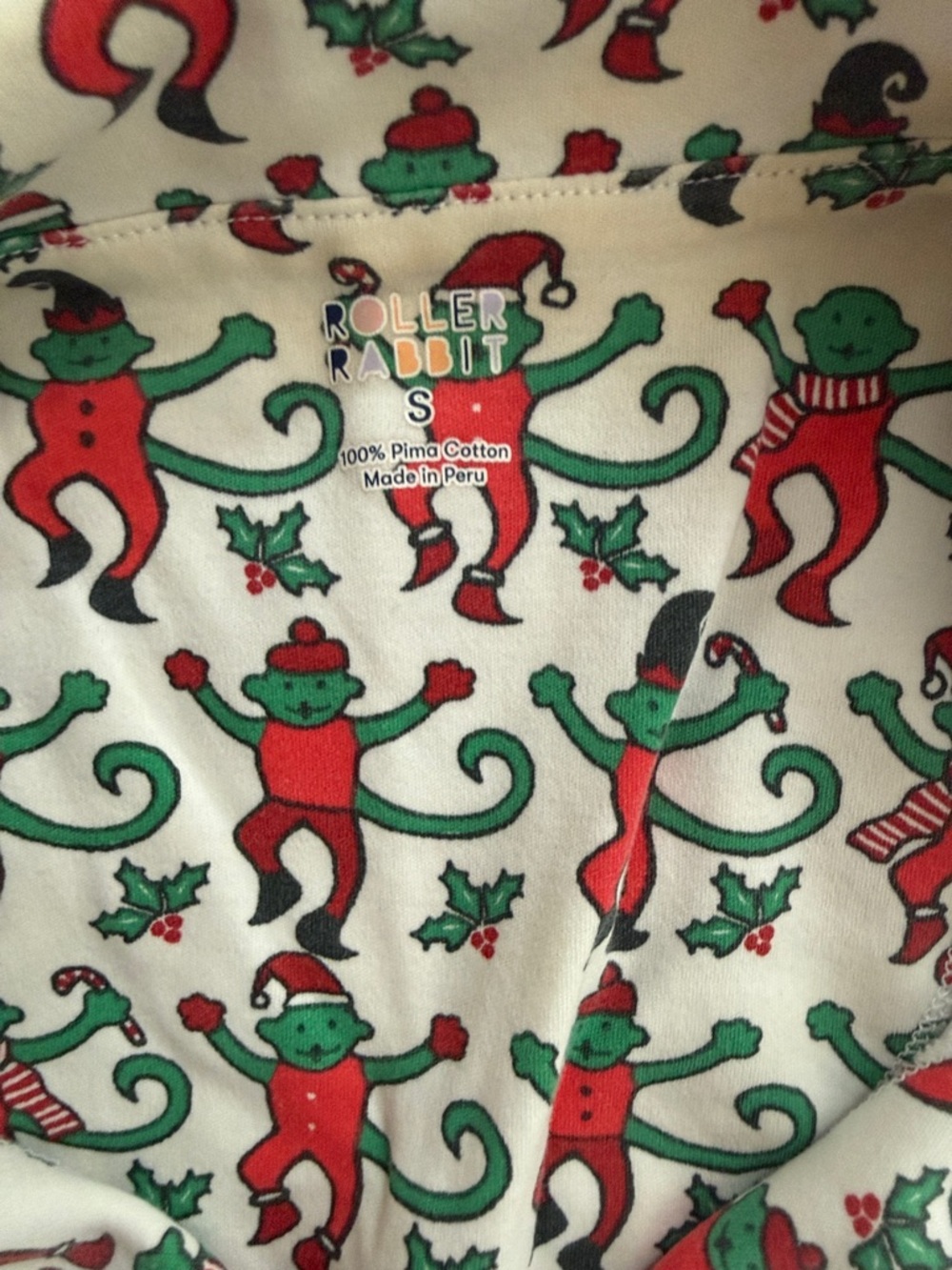 Roller Rabbit Monkey Holliday Pajamas Small - Picture 4 of 5